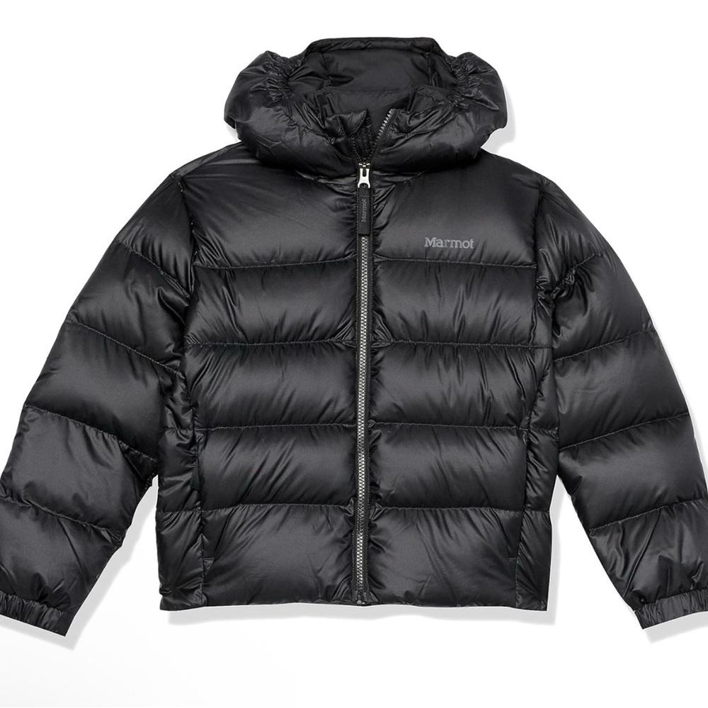 Marmot Kids Sz Large Black Guides Duck Down Hoody Jacket 700-Fill Insulated New